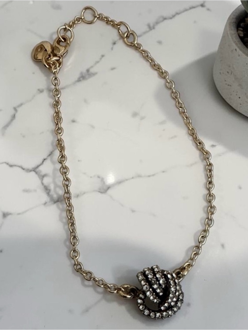 Vintage Gold/Silver Adjustable Pavé Crystal Knot Bracelet